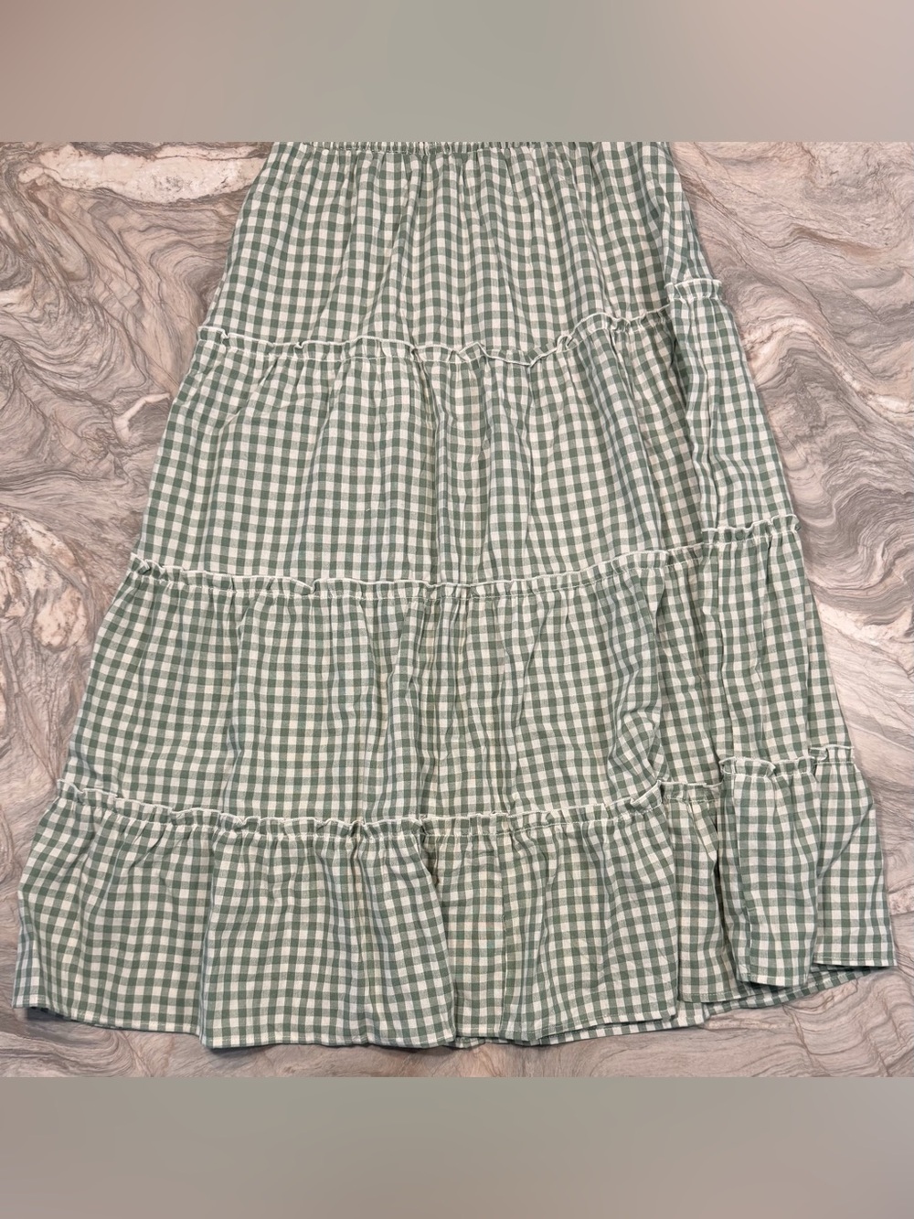 Women’s Caracalilia Green Gingham Tiered Skirt - Picture 4 of 5